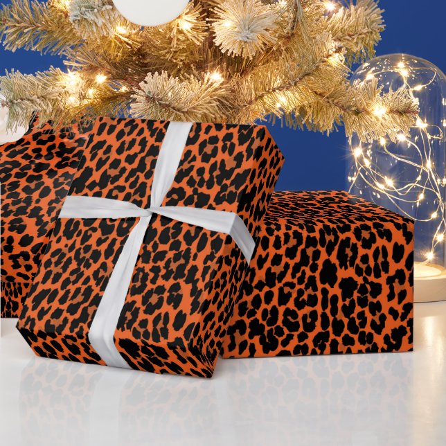 Papel De Presente Impressão de Pele de Leopardo Laranja (Feriados)
