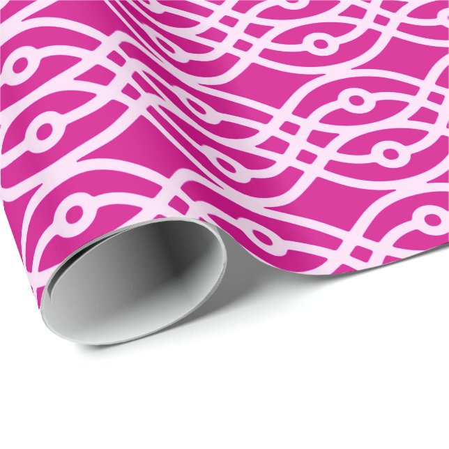 Papel De Presente Impressão de quimono, magenta e rosa (Ponta do rolo)