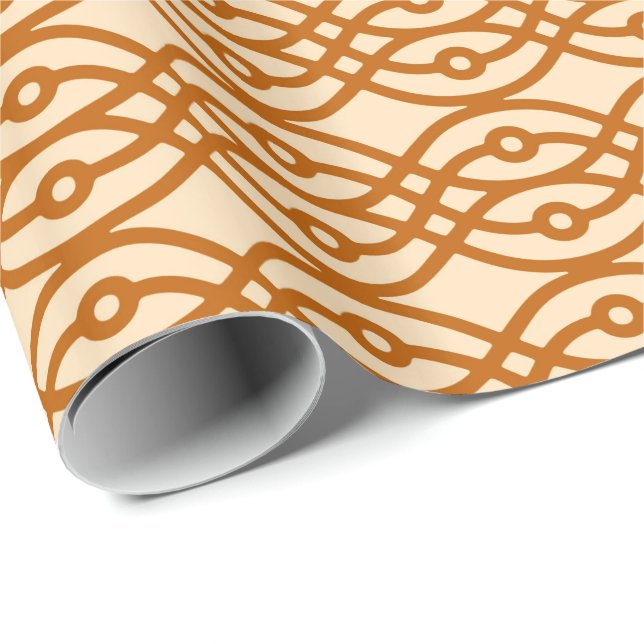 Papel De Presente Impressão de quimono, pêssego e terracota (Ponta do rolo)