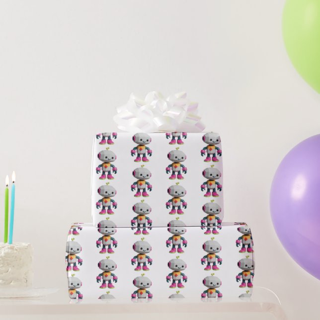 Papel De Presente Impressão de Robô Divertido e Fofo (Presentes para festas)