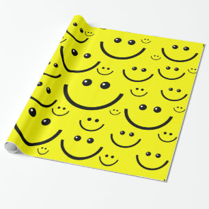 Papel De Presente impressão de rosto feliz amarelo