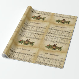 Papel De Presente Impressão de Roteiro de Canção de Natal Vintage Co