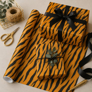 Papel De Presente Impressão de Tigre Laranja e Preto