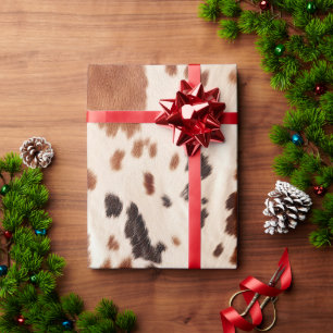 Papel De Presente Impressão de Vaca Falsa Marrom Preto Creme