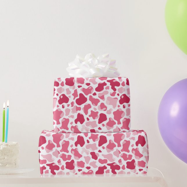 Papel De Presente Impressão de Vaca Rosa (Presentes para festas)