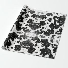 Papel De Presente Impressão de Vaca Russa Chic Preta e Branca