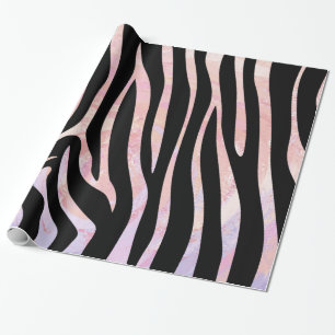 Papel De Presente Impressão de Zebra Preta e Rosa