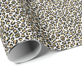 Papel De Presente Impressão do Leopard Dourado Gelam