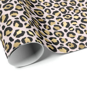 Papel De Presente Impressão do Leopardo Dourado brilhante