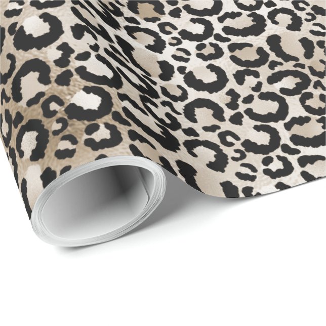 Papel De Presente Impressão do Leopardo Dourado Chic (Ponta do rolo)