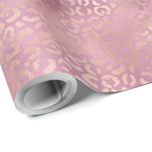 Papel De Presente Impressão do Leopardo Glam Pink Glitzy