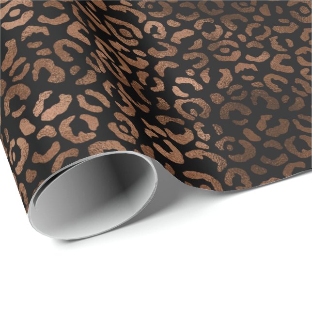 Papel De Presente Impressão do Leopardo Preto Glam Brown (Ponta do rolo)
