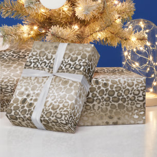 Papel De Presente Impressão Dourada de Glam Leopardo