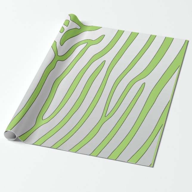 Papel De Presente Impressão em animais com verde limão e Zebra Branc (Desenrolado)