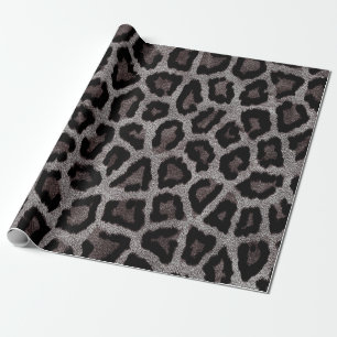 Papel De Presente Impressão em animais de leopardo preto-e-cinza