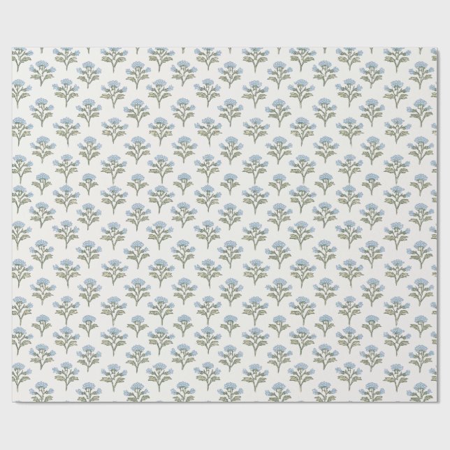 Papel De Presente Impressão em bloco de Sprig azul celeste, folha de (Aberto)