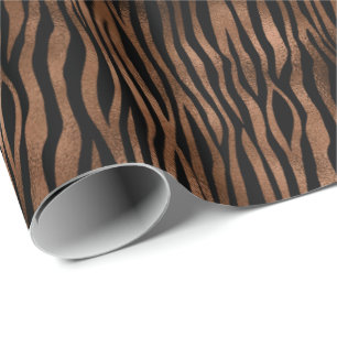 Papel De Presente Impressão em Zebra Negra Glam Brown