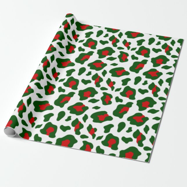 Papel De Presente Impressão feia de leopardo de natal (Desenrolado)