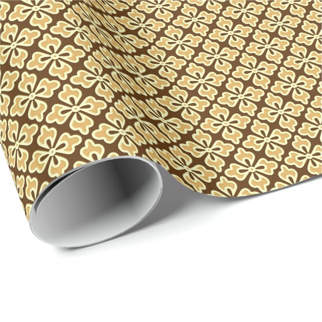 Papel De Presente Impressão floral, caramelo e castanho chocolate do (Ponta do rolo)