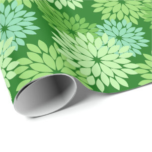 Papel De Presente Impressão floral moderno do quimono, verde limão