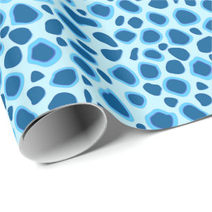 Papel De Presente Impressão Leopard - Cobalto Escuro e Azul-Céu