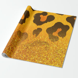 Papel De Presente Impressão Leopard da Glitter do ouro