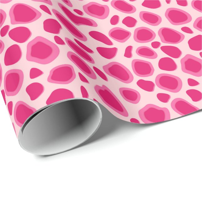 Papel De Presente Impressão Leopard - Fuchsia e rosas claro (Ponta do rolo)