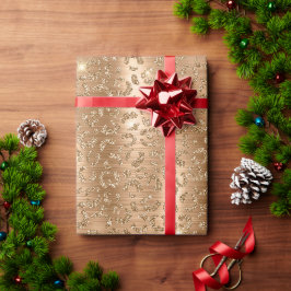 Papel De Presente Impressão Leopardo com Glitter Dourada