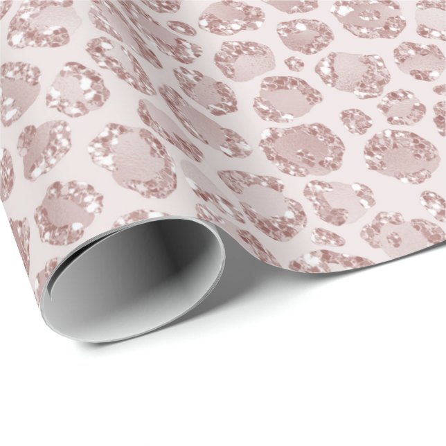 Papel De Presente Impressão Leopardo Cor-de-Rosa Esbranquiçada (Ponta do rolo)