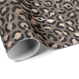 Papel De Presente Impressão Leopardo de Bronze Castanho-Negro