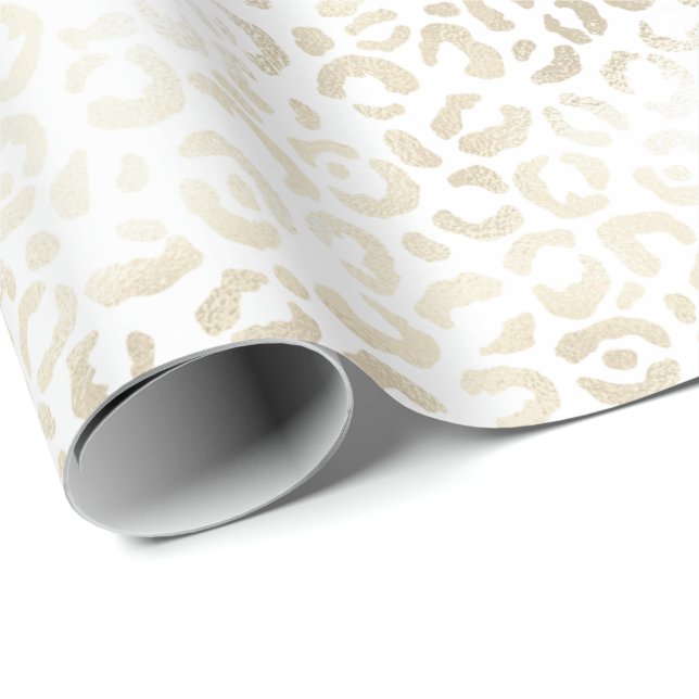 Papel De Presente Impressão Leopardo Dourada branca (Ponta do rolo)