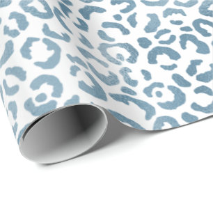 Papel De Presente Impressão Leopardo Marinho Azul Aqua