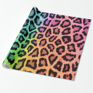 Papel De Presente Impressão Leopardo Multicolorida Divertida