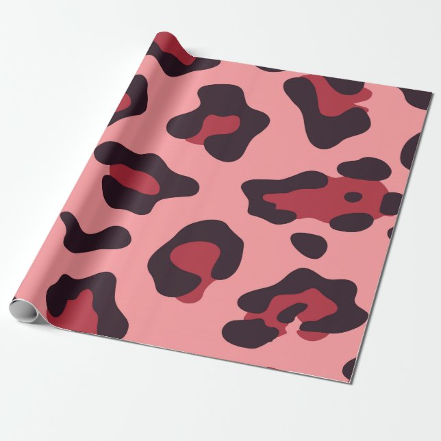 Papel De Presente Impressão Leopardo Rosa (Desenrolado)