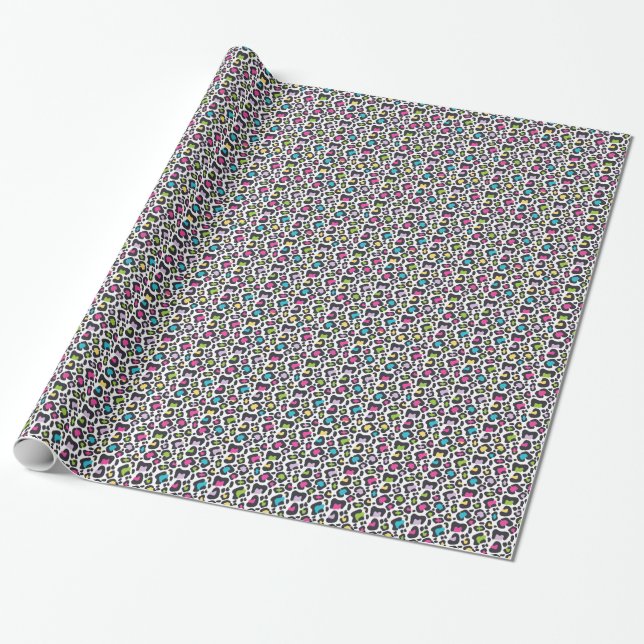 Papel De Presente Impressão Neon Leopard (Desenrolado)