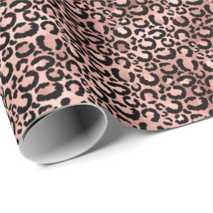 Papel De Presente Impressão Preta-Leopardo Rosa