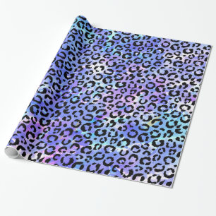Papel De Presente Impressão preto do leopardo no fundo azul da