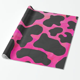 Papel De Presente Impressão preto e rosa quente de vaca