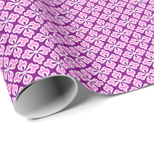 Papel De Presente Impressão quimono, cor-de-rosa-orquídeo e roxo