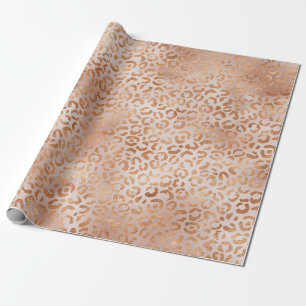 Papel De Presente Impressão Rosa de Pêssego Leopardo