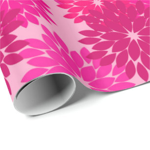 Papel De Presente Impressão, rosa, fúcsia e vinho florais modernos