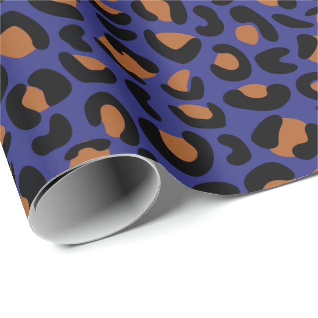 Papel De Presente Impressão selvagem de Leopard Presente Escuro Escu (Ponta do rolo)