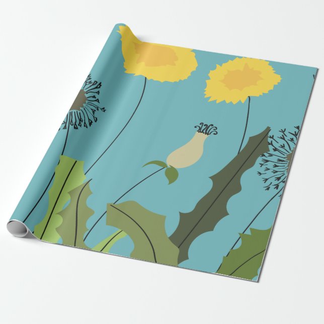 Papel De Presente Impressão selvagem do dente-de-leão (Desenrolado)