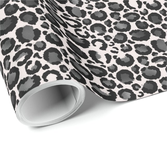 Papel De Presente Impressão Silver Leopardo (Ponta do rolo)