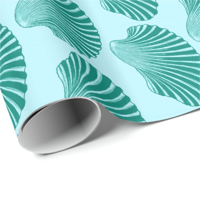 Papel De Presente Impressão, Turquesa e Aqua do bloco de caldeiras (Ponta do rolo)