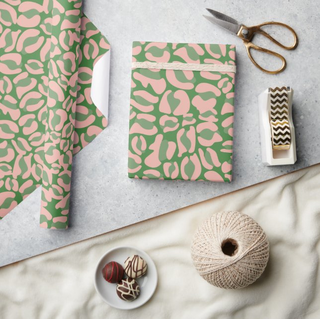 Papel De Presente Impressão Verde Leopardo (Artesanato)
