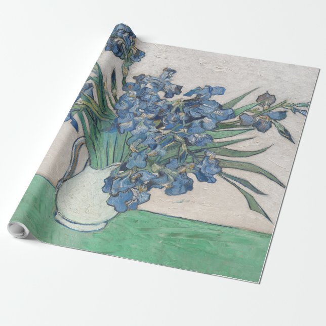 Papel De Presente Impressionismo da pintura de Van Gogh Iris Vase (Desenrolado)