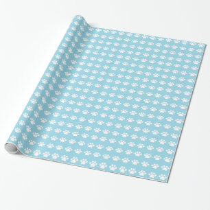 Papel De Presente Impressões da pata no fundo azul
