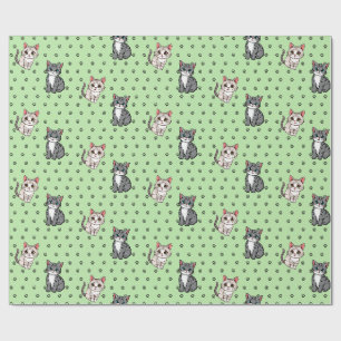 Papel De Presente Impressões de Pata de Gato