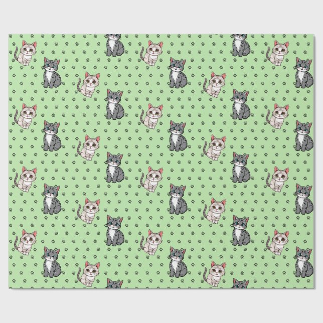 Papel De Presente Impressões de Pata de Gato (Aberto)